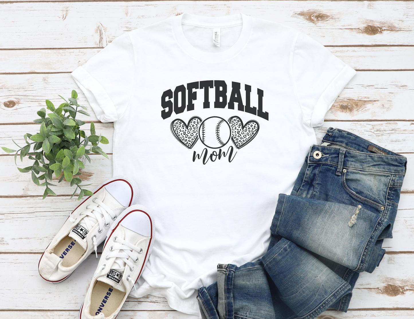 Cheetah Softball Mom T-Shirt