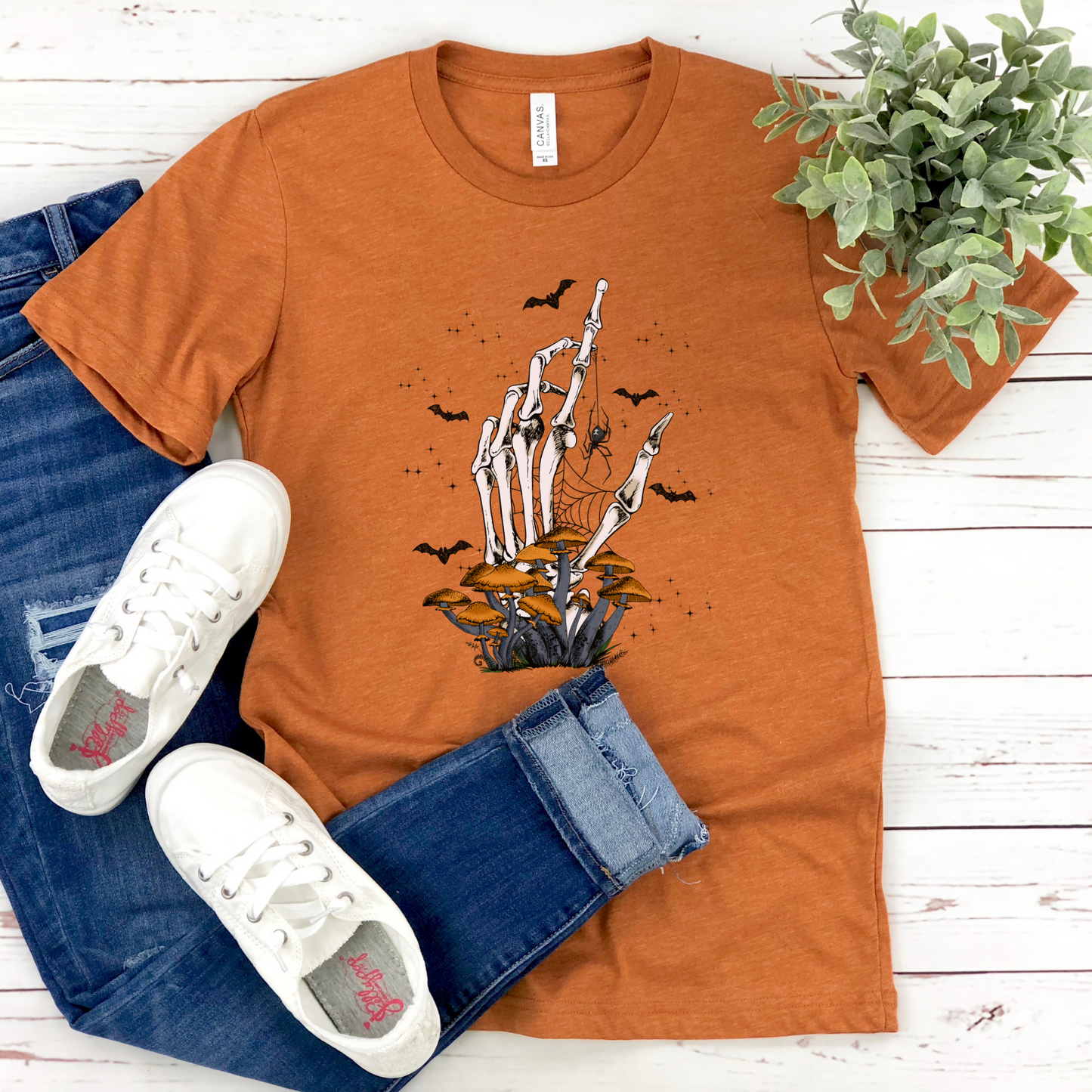 Mushroom Skeleton Hand T-Shirt