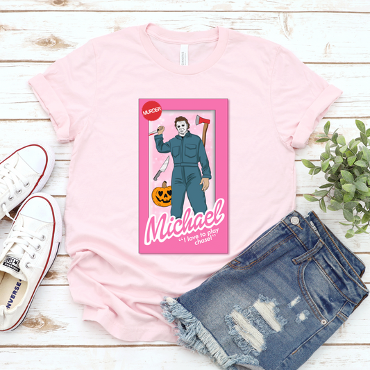 Michael Myers in a Barbie Box T-Shirt