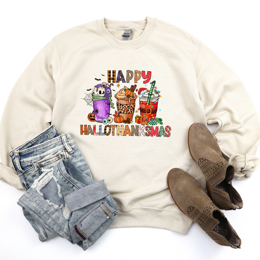 Happy Hallothanksmas Crewneck Sweater