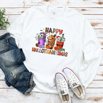 Happy Hallothanksmas Crewneck Sweater