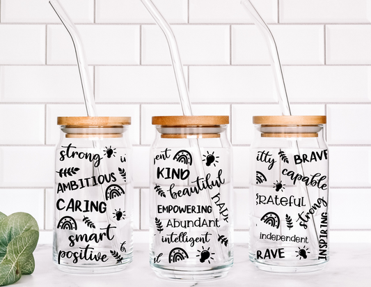 Affirmations Libbey Can Glass