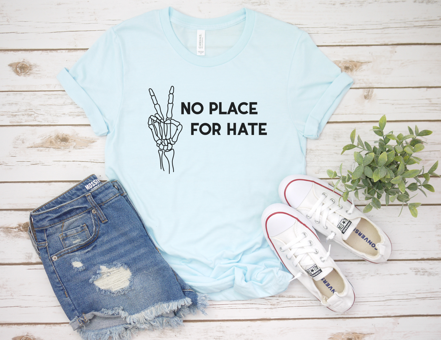 No Place For Hate Skeleton Hand T-Shirt