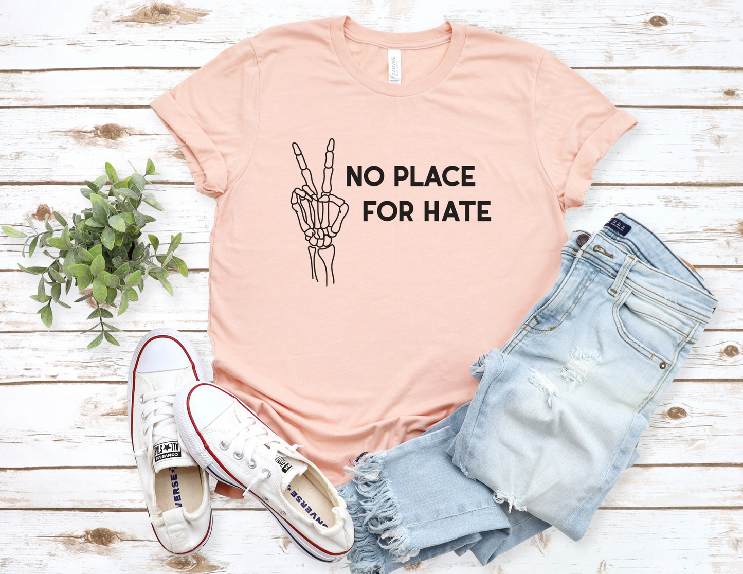 No Place For Hate Skeleton Hand T-Shirt