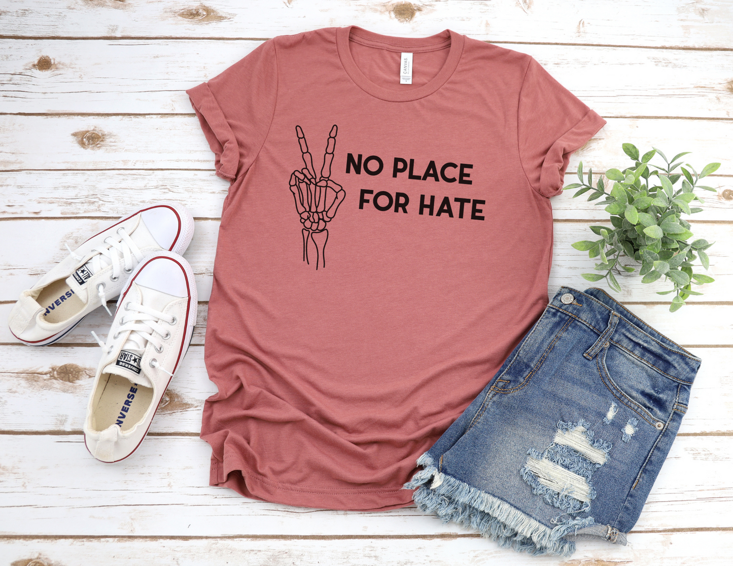 No Place For Hate Skeleton Hand T-Shirt