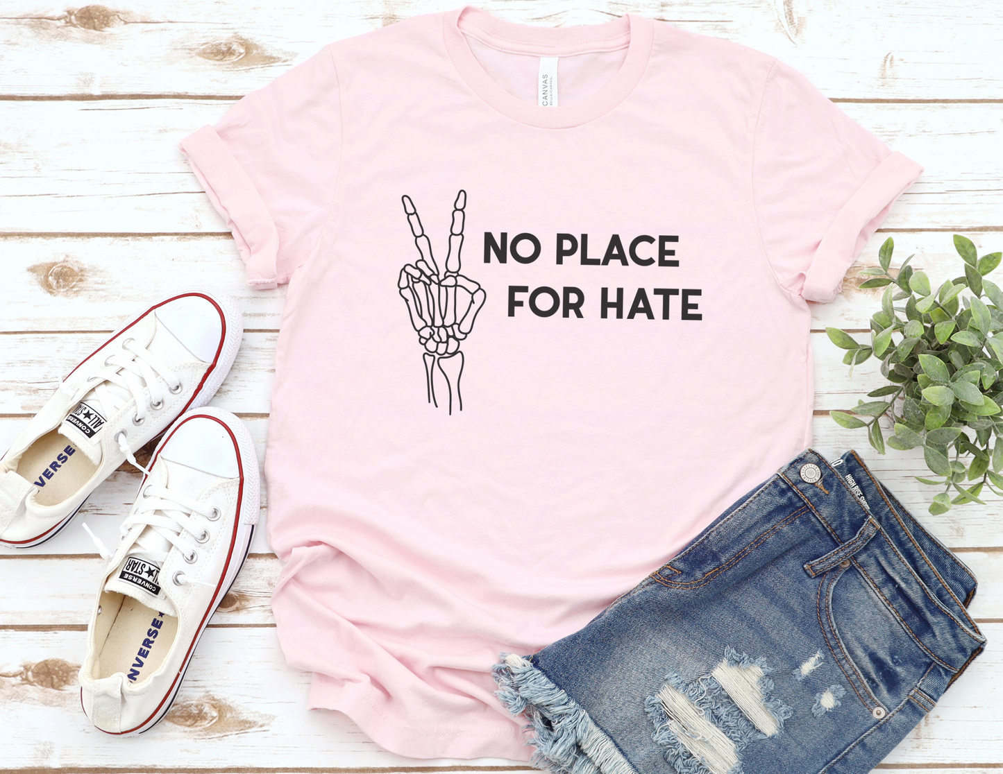 No Place For Hate Skeleton Hand T-Shirt