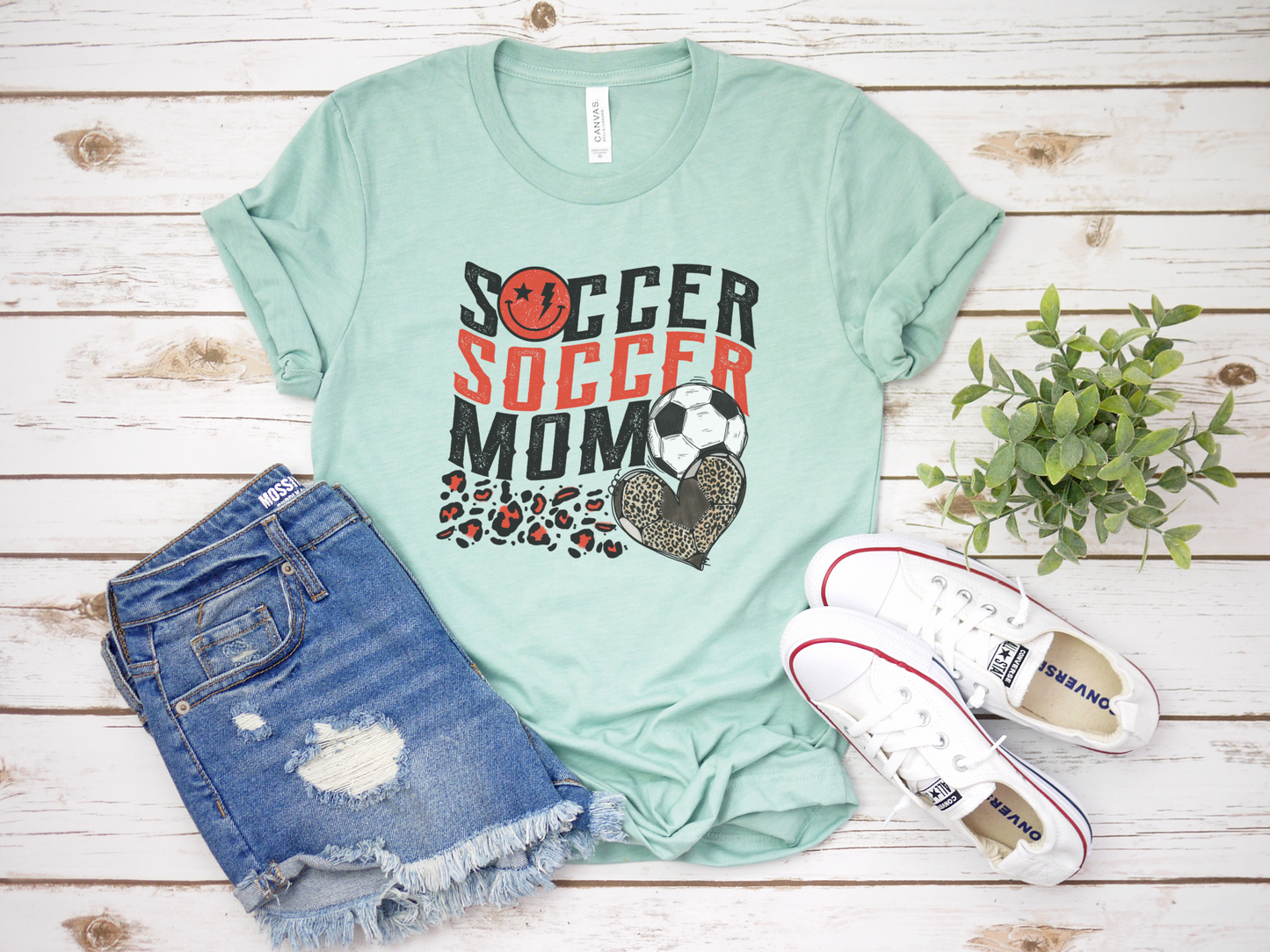 Red Wave Cheetah Soccer Mom T-Shirt