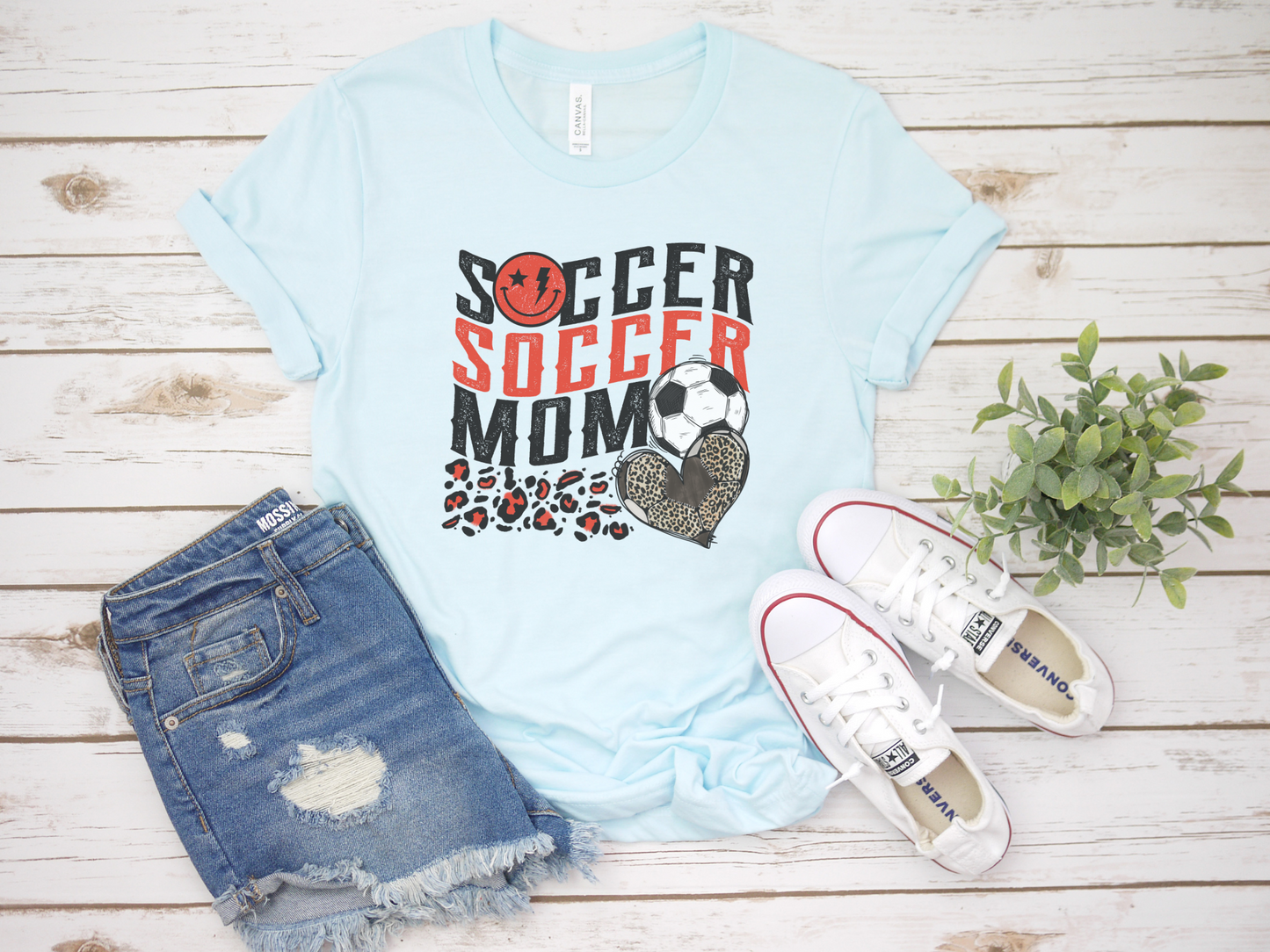 Red Wave Cheetah Soccer Mom T-Shirt