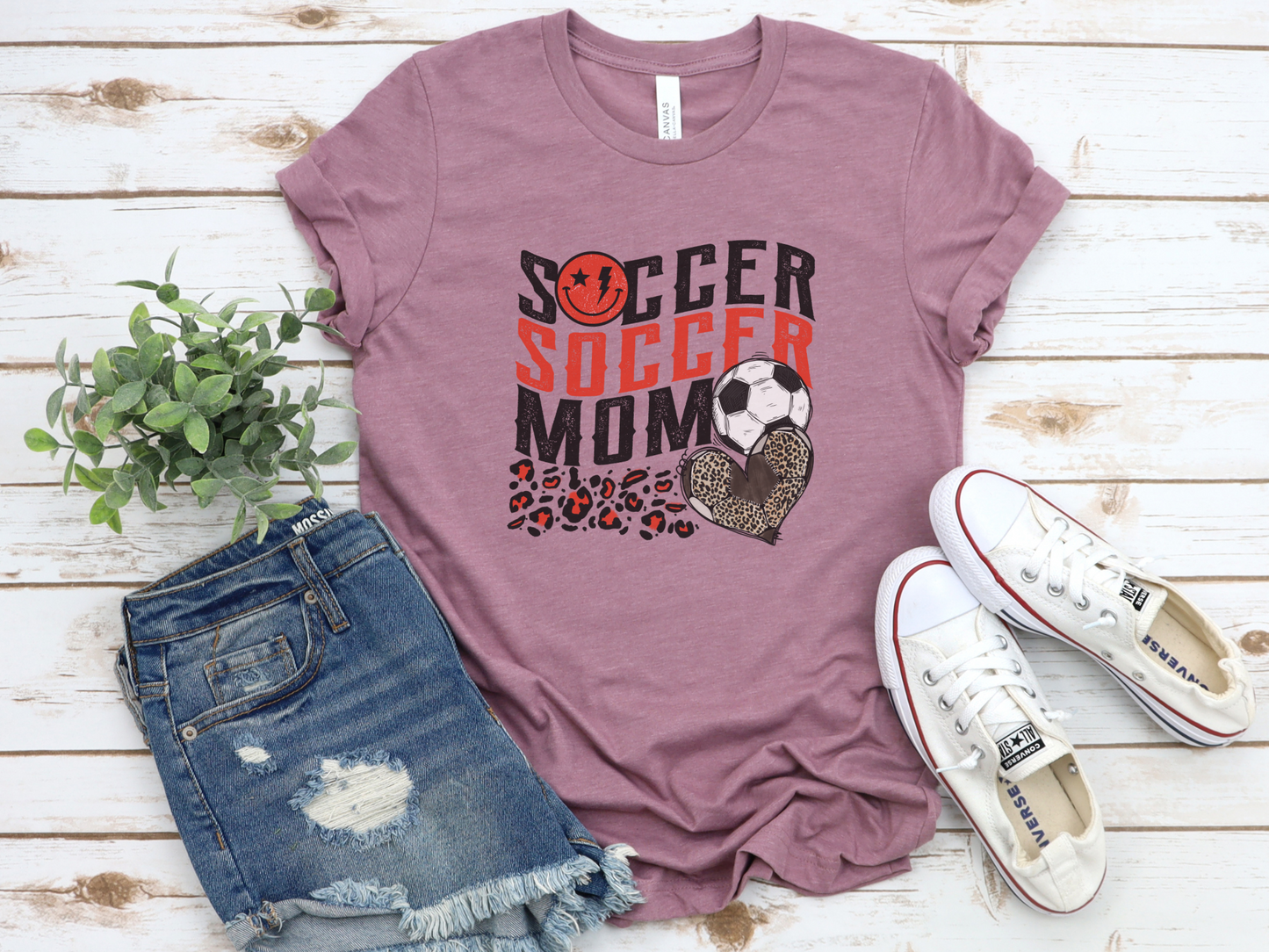 Red Wave Cheetah Soccer Mom T-Shirt