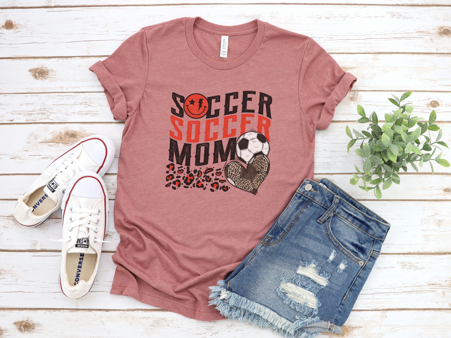 Red Wave Cheetah Soccer Mom T-Shirt