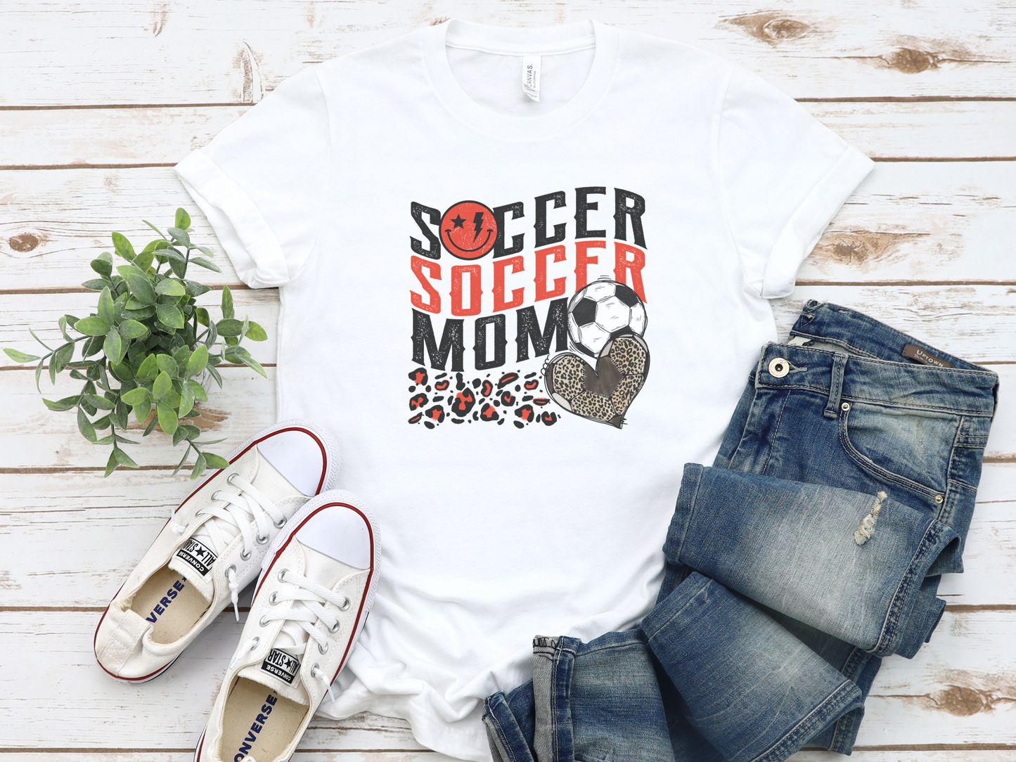 Red Wave Cheetah Soccer Mom T-Shirt