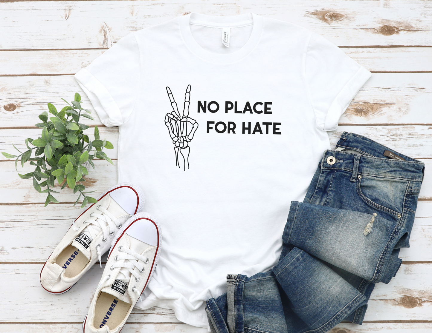 No Place For Hate Skeleton Hand T-Shirt